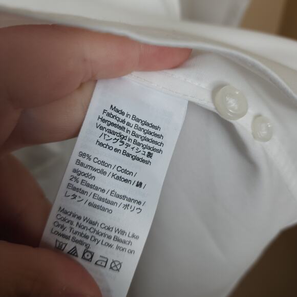 J CREW Tall Bowery point-collar stretch cotton shirt in White Size XXLT - Picture 9 of 10